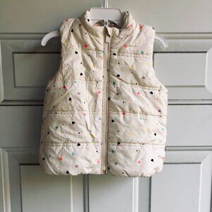 ❄️ [KID 2T] Baby GAP Puffer White Heart Vest COLDCONTROL Sleeveless Jacket Girl